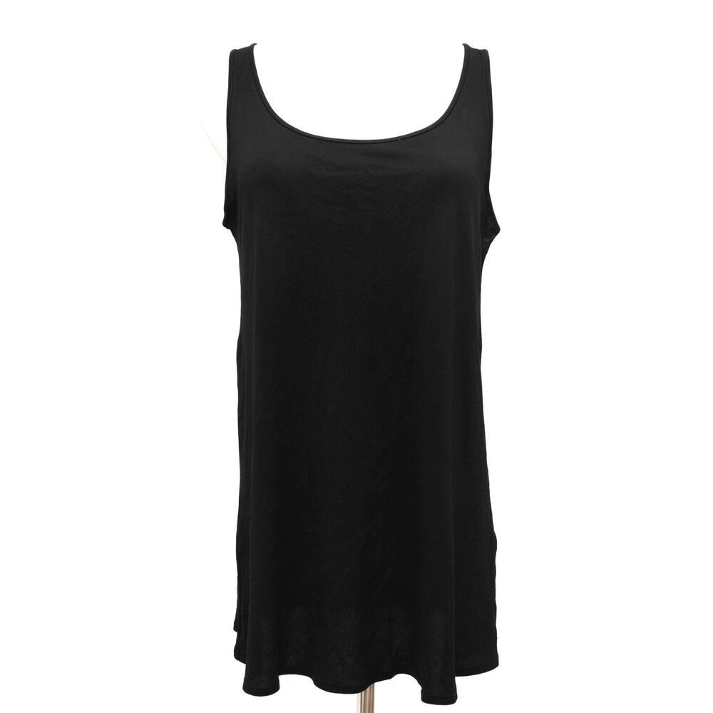 Eileen Fisher Black Knit Stretchy 100% Crepe Silk Tank Tunic Size Medium